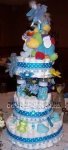 blue polka dot zoo animals diaper cake