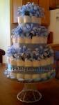 blue elegant flowers diaper cake