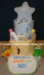 blue star and blankets diaper cake
