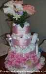 pink flowers diaper cake