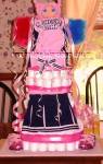 cheerleader Diaper Cake pink and black cheerleader diaper cake with costume and sneakers