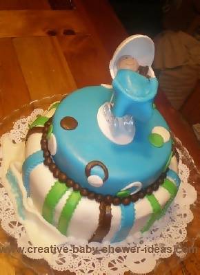 polka dot baby shower carriage cake