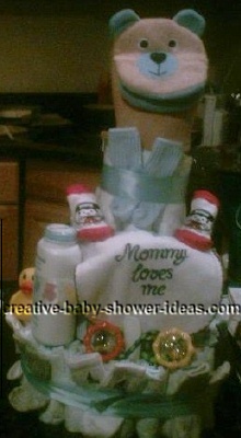 bear hand mitt diaper cake
