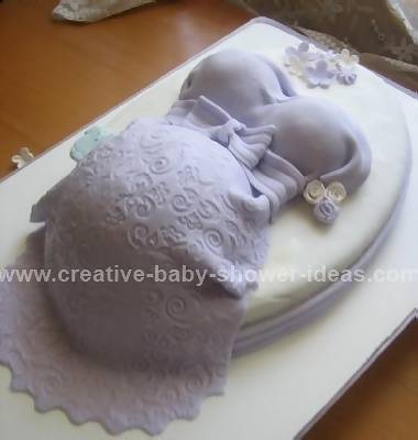 lavender lace baby shower belly cake