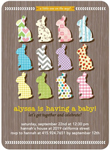 couples hugging with a heart baby shower invitation