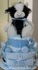 blue and white plaid got milk cow diaper cake
