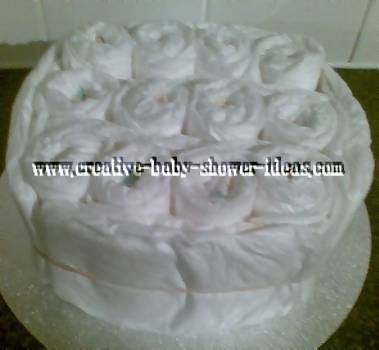 diaper cake wrapped in nappies