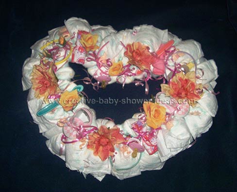 heart shaped diaper wreath
