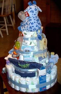 side of giraffe diaper cake