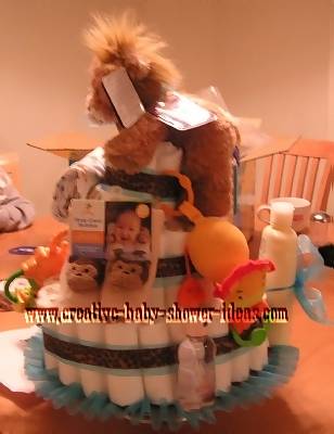 side of jungle lion diaper cake