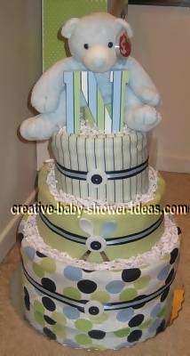 mod dots bear diaper cake