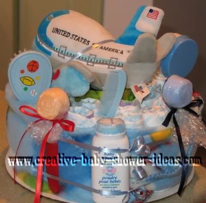 boy airplane nappy cake
