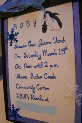 penguin baby shower invitation