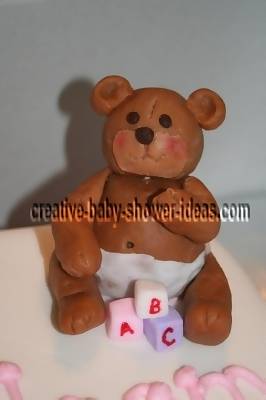 brown fondant teddy bear baby shower cake