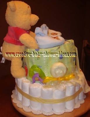 side of winnie the pooh diaper cake
