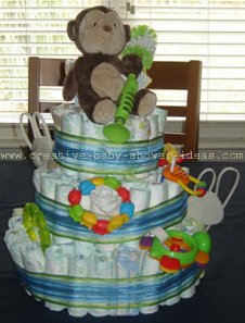 front of monkey diaper cake