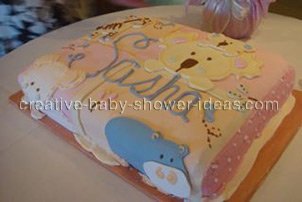 animal cakes side view of jungle animals on quilt cake