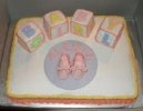 pink shoes and blocks baby cake
