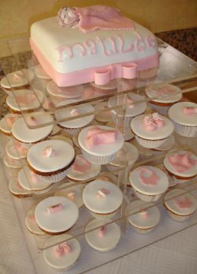 Baby Shower Cupcakes Pink and White Baby Shower Cupcakes