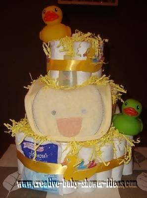 ducks and bib diaper cake