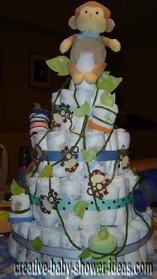 swinging monkeys on vines diapers cake