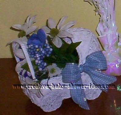 baby shower bassinet carriage centerpiece