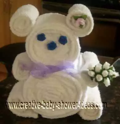 white bear towel cake