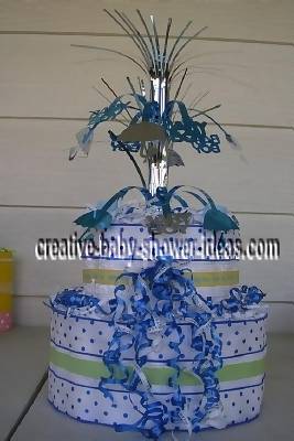 boy polka dots diaper cake
