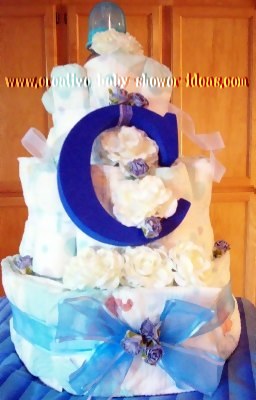 monogram letter c boy diaper cake