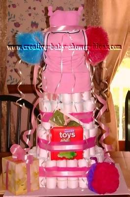 back of cheerleading diaper cake
