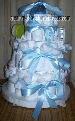 front of baby boy diaper cake