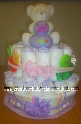 purple duck diaper cake