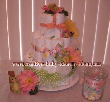 polka dot pocket dragon diaper cake