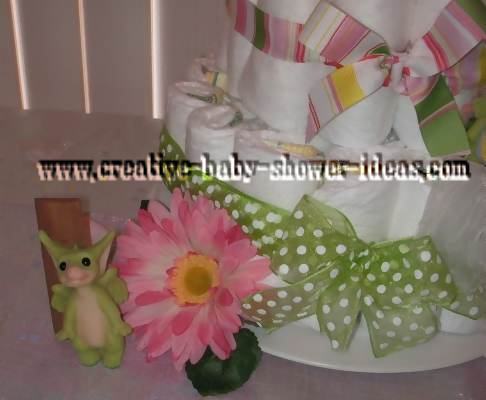 right side of pocket dragon diaper cake