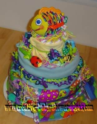 colorful bug diaper cake