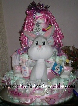 pink bugs bunny diaper cake