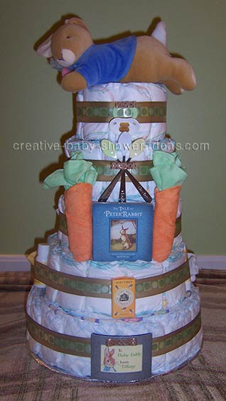 peter rabbit diaper cake with story book