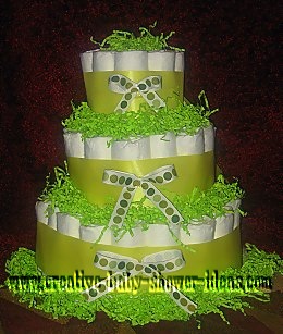 mod lime green polka dots diaper cake