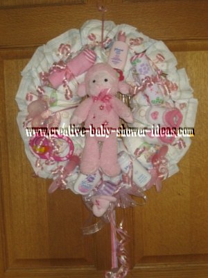 girl diaper wreath pink lamb diaper wreath