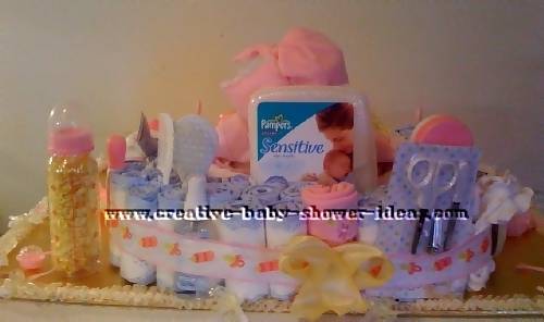 back of doll basket diaper cake