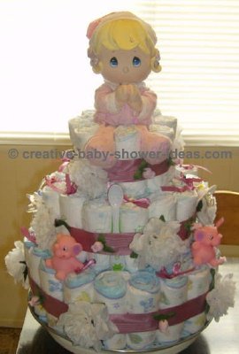 precious moments doll diaper cake