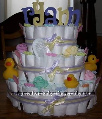 blue and yellow ryan diaper cake