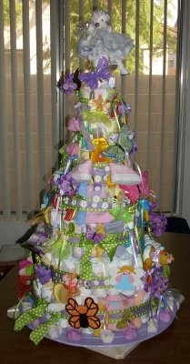 colorful doll diaper cake