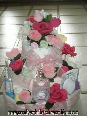 elegant sock roses diaper cake