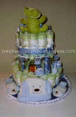 frog diaper cake back of frog diaper cake