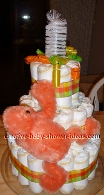 orange frog diaper cake