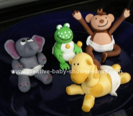 closeup of fondant jungle animals