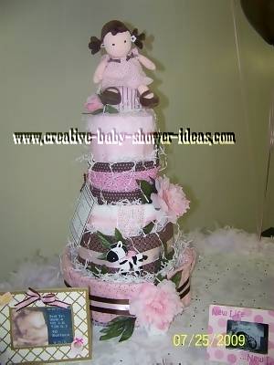 mod doll diaper cake with zebras