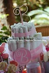 boutique diaper cake with pink monogram M