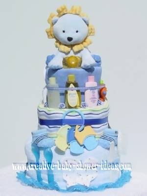 blue lion nappy cake